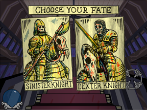 Select the sinister or the dexter knight